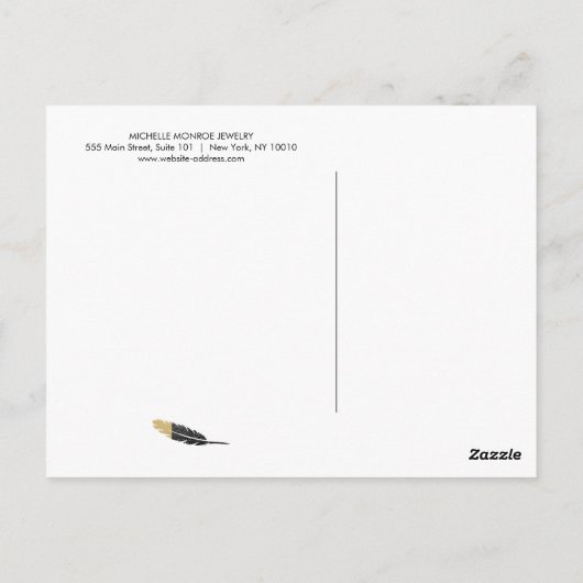 Trendy Goud Dipped Boho Feather Designer Roze Briefkaart (Achterkant)