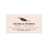 Trendy Goud Dipped Boho Feather Designer Roze Etiket (Voorkant)