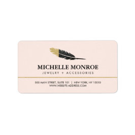 Trendy Goud Dipped Boho Feather Designer Roze Etiket