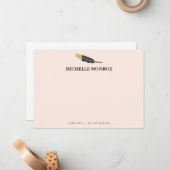 Trendy Goud Dipped Boho Feather Designer Roze Notitiekaartje (Voorkant / Achterkant in situ)