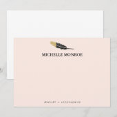 Trendy Goud Dipped Boho Feather Designer Roze Notitiekaartje (Voorkant / Achterkant)