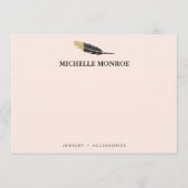 Trendy Goud Dipped Boho Feather Designer Roze Notitiekaartje (Voorkant)