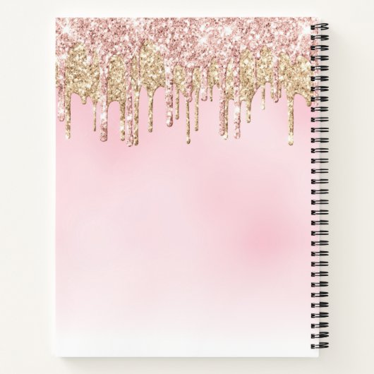 trendy goud en roze glinsterend monogram receptenb notitieboek (Achterkant)