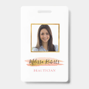 trendy goud en roze salon badge
