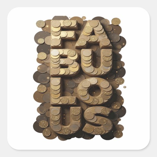 Trendy Goud FABULOUS Decal Kunst Vierkante Sticker (Voorkant)