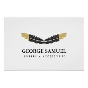 Trendy Goud Gedompelde Boho Veer Logo Perfect Poster