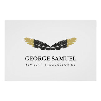 Trendy Goud Gedompelde Boho Veer Logo  Perfect Poster