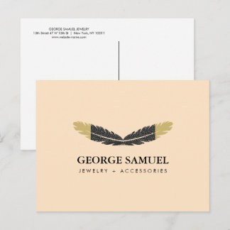 Trendy Goud Gedompelde Boho Veer Ontwerper Roze  Briefkaart