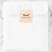 Trendy Goud Gedompelde Boho Veer Ontwerper Roze Vierkante Sticker (Tas)