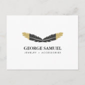 Trendy Goud Gedompelde Boho Veer Ontwerper Wit Briefkaart (Voorkant)