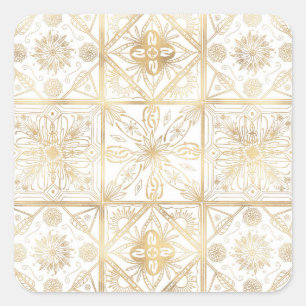Trendy  Goud Geometrisch Ornament Tegel Art Vierkante Sticker
