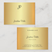 Trendy Goud Handgeschreven Monogram Moderne Sjablo Visitekaartje (Voorkant / Achterkant)