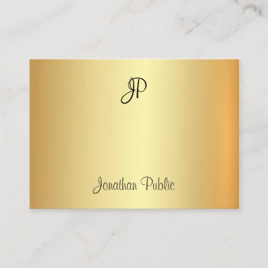 Trendy Goud Handgeschreven Monogram Moderne Sjablo Visitekaartje (Voorkant)