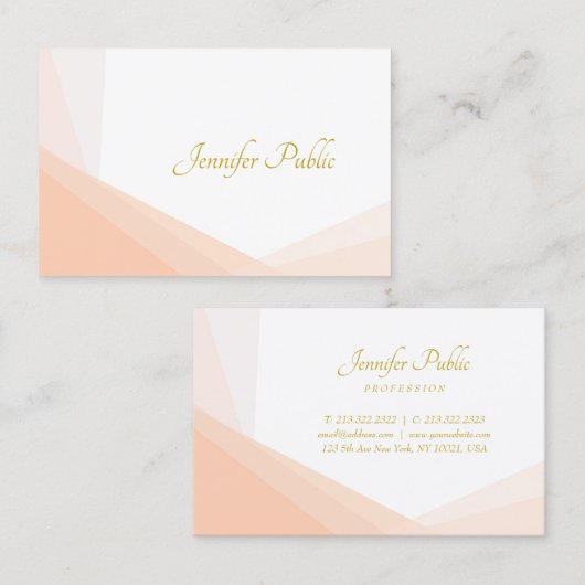 Trendy Goud Handgeschreven Naam Professioneel Eleg Visitekaartje (Voorkant / Achterkant)