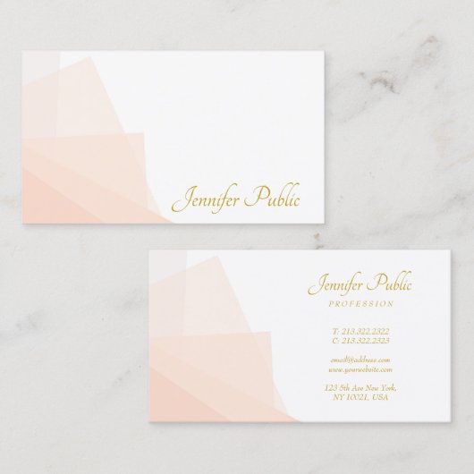 Trendy Goud Handgeschreven Script Naam Modern Eleg Visitekaartje (Voorkant / Achterkant)