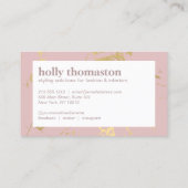 Trendy Goud Marmeren Patroon op Blush Stylist Visitekaartje (Achterkant)