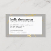 Trendy Goud Marmeren Patroon op Grijs Designer Visitekaartje (Achterkant)