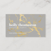 Trendy Goud Marmeren Patroon op Grijs Designer Visitekaartje (Voorkant)