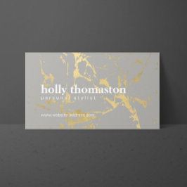 Trendy Goud Marmeren Patroon op Grijs Designer Visitekaartje