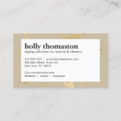 Trendy Goud Marmeren Patroon op Tan Designer Visitekaartje (Achterkant)