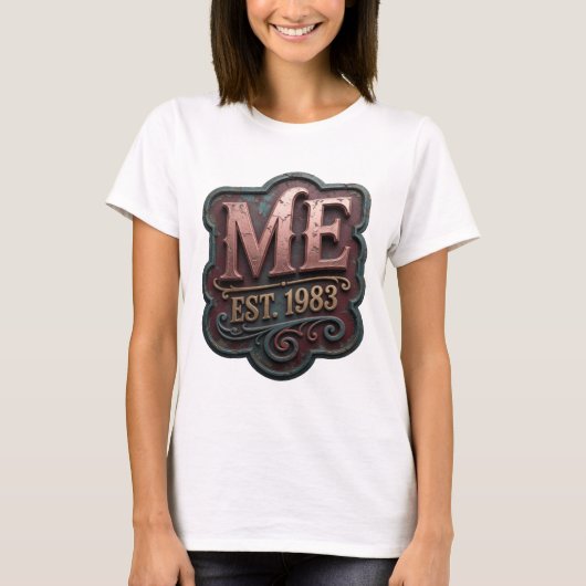 Trendy Goud ME EST 1983 Design T-shirt (Voorkant)