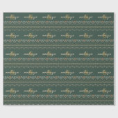Trendy Goud Monogram op Donkergroene Boho Tribal Cadeaupapier (Vlak)