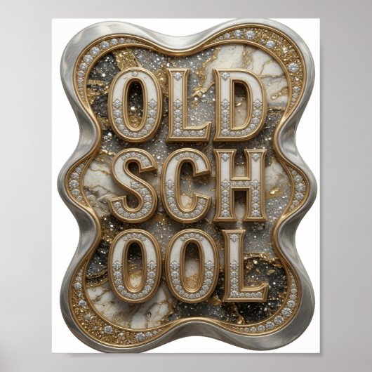 Trendy Goud OLD SCHOOL Print (Voorkant)