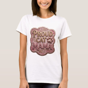 Trendy Goud PROUD CAT MAMA Grafisch Ontwerp T-shirt