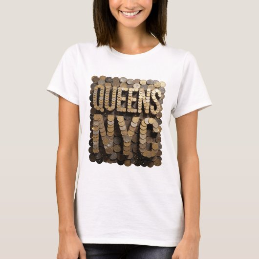 Trendy Goud QUEENS NYC Statement Design T-shirt (Voorkant)