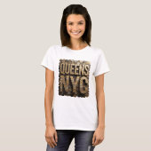 Trendy Goud QUEENS NYC Statement Design T-shirt (Voorkant volledig)