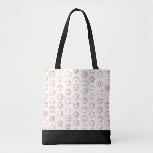 Trendy goud wit chakra's patroon tote bag (Voorkant)