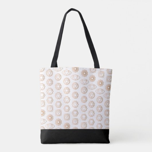 Trendy goud wit chakra's patroon tote bag (Achterkant)