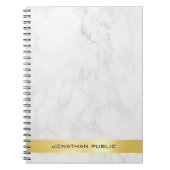 Trendy Goud Wit Marmer Elegante Sjabloon Spiraal Notitieboek (Voorkant)