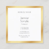Trendy Goud Wit Modern Professioneel Elegant Vierkante Visitekaartje (Achterkant)