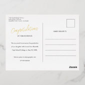 Trendy Goud Zwart Afstuderen Aankondiging Briefkaa (Achterkant)