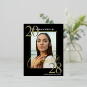 Trendy Goud Zwart Afstuderen Aankondiging Briefkaa (Staand Voorkant)