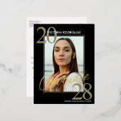 Trendy Goud Zwart Afstuderen Aankondiging Briefkaa (Voorkant / Achterkant)