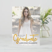 Trendy Goud Zwart Foto Afstuderen Aankondiging (Staand voorkant)