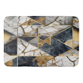 Trendy Goud Zwart Geometrisch Marmer Patroon Badmat