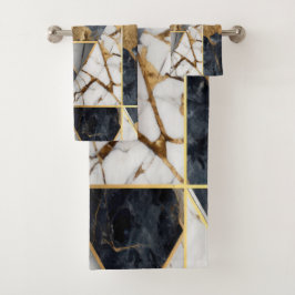 Trendy Goud Zwart Geometrisch Marmeren Patroon Bad Handdoek