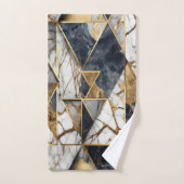 Trendy Goud Zwart Geometrisch Marmeren Patroon Bad Handdoek (Handdoek)