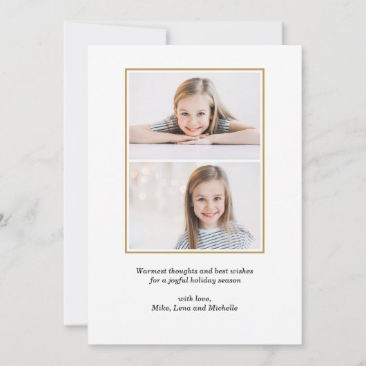 Trendy Goud Zwart Wit Pines Kerstmis foto Kaart (Achterkant)