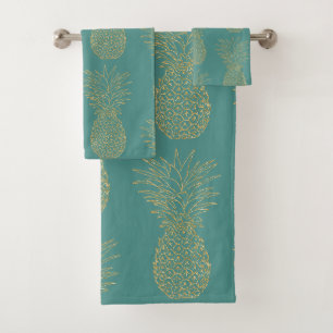 Trendy Gouden Ananas Patroon Bad Handdoek