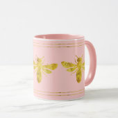 Trendy Gouden Bij Blush Roze Mok (Voorkant rechts)