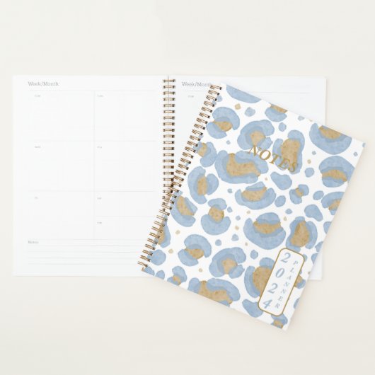 Trendy gouden blauwe notities 2024 planner (Display)