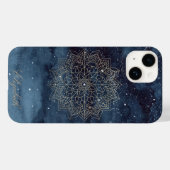 Trendy Gouden Bloem Mandala Marineblauw Case-Mate iPhone Case (Achterkant (horizontaal))