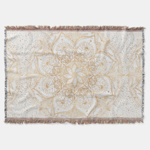 Trendy Gouden Bloemrijke Mandala Marmer Design Deken