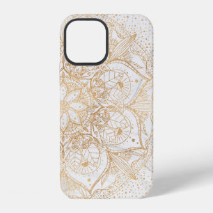 Trendy Gouden Bloemrijke Mandala Marmer Design iPhone 12 Hoesje