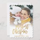 Trendy gouden borstel belettering merriest Christm Feestdagenkaart (Voorkant)