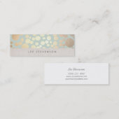 Trendy gouden cirkels Bord turquoise linnen look Mini Visitekaartje (Voorkant / Achterkant)